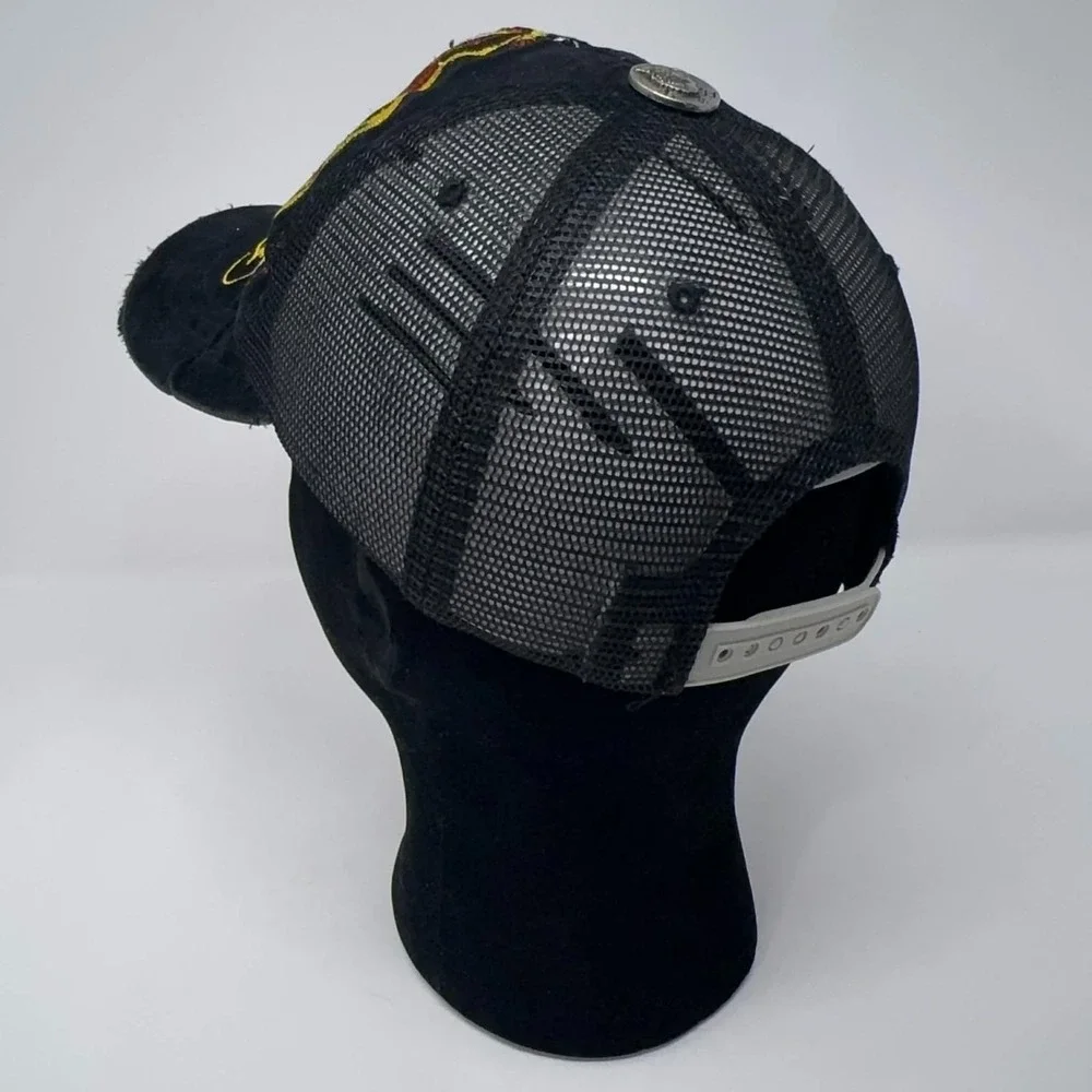 VTG Y2K Ed Hardy Trucker Hat Embroidered Tattoo Tiger Head Black Mesh Snapback - Picture 3 of 13